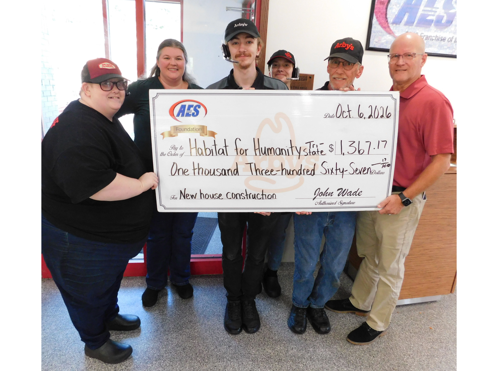 AES Foundation and Arby’s Support Local Home Construction